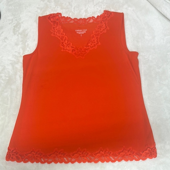 Coldwater Creek Orange Lace Fitted Sleeveless Tank Top - Picture 1 of 7
